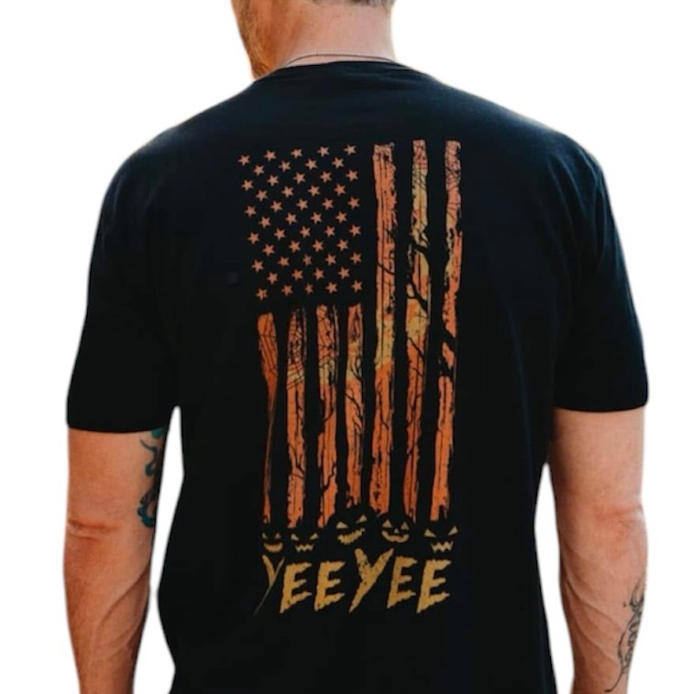 🎃 Yee Yee Special Edition Black Flag T-Shirt with Orange Halloween Graphic